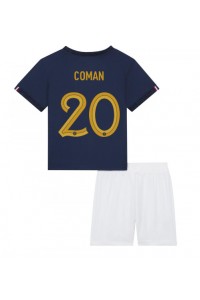 Ranska Kingsley Coman #20 Jalkapallovaatteet Lasten Kotipeliasu MM-kisat 2022 Lyhythihainen (+ Lyhyet housut)